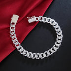8/10mm Solid Chain Bracelet 925 Sterling Silver Men Women Noble Party Gift