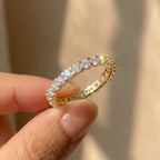 925 Sterling Silver New Trendy Thin Finger Ring Band Shiny Cubic Zirconia Simple Stylish Daily Wear