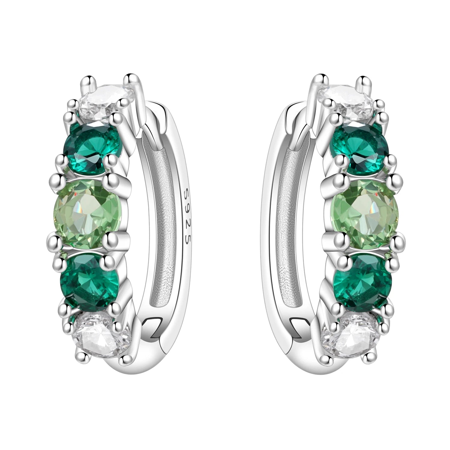 925 Sterling Silver Vine Love Black Zirconia Hoop Earrings Trendy Jewellery