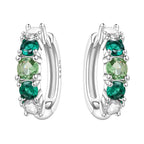 925 Sterling Silver Animal Plant Green Zircon Circle Hoop Earrings Jewellery