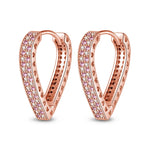 925 Sterling Silver Simple Love Heart Zircon Circle Hoop Earrings Jewellery