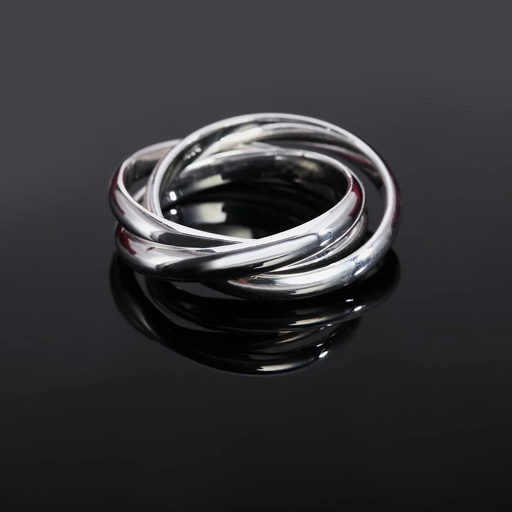 925 Sterling Silver Three Round Engagement Rings For Women Couple Vintage Fine Jewelry Ladies Accessories Gifts Jewellery