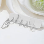 2PCS Gold Colour Crystal Zirconia Chain Hoop Earrings Small Pendant