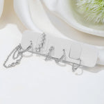 2PCS Gold Colour Crystal Zirconia Chain Hoop Earrings Small Pendant