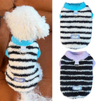 Striped Plush Pet Vest Warm Fleece Dog Cat Sweater Sleeveless Puppy Outfit
