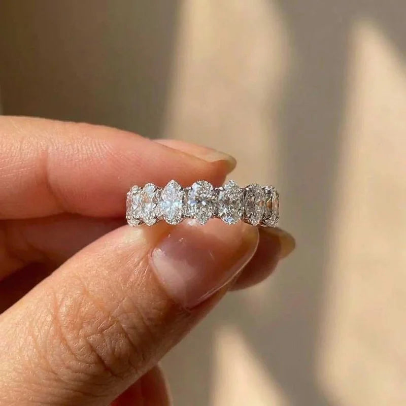 925 Sterling Silver Pear Cubic Zircon Promise Ring Fashion Luxury Wedding Band Female Jewellery