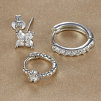 3PCS Sets Exquisite Flower Circle Hoop Earrings 14K Gold Plated