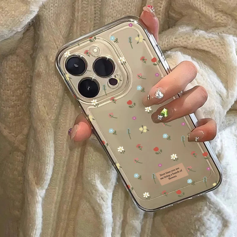 Flower & Cherry Clear Case for Samsung Galaxy S25 S24 Ultra S23 FE A55 A16