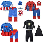 Spiderman Muscle Cosplay Suit Superhero Boys Girls Top Pants Cape Halloween