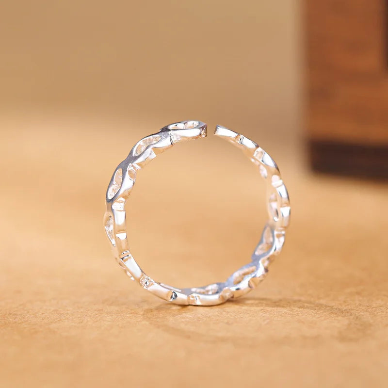 925 Sterling Silver Heart Adjustable Ring Engagement Wedding Luxury Jewellery Accessory