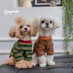 Warm Stripe Sweatshirt Dog Cat Winter Clothes Plush Hoodie Puppy Kitten Gift