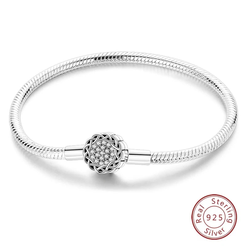 925 Sterling Silver Forever Love Peach Heart Bracelets Star Moon Airplane Earth Bracelets For Women Fit DIY Charms Party Jewelry