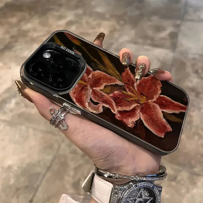 Oil Painting Lily Flower Case for Samsung S25 S24 S23 S22 Ultra