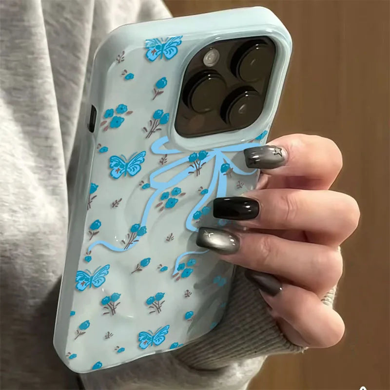 Pink Butterfly Rose Floral Case for iPhone 17 16 15 14 13 12 11 Pro Max Plus