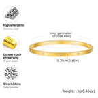 Cubic Zirconia Love Friendship Bracelets,6mm 4mm Women Bangles With CZ Stones, 18K Gold Plated Stainless Steel Jewelry