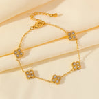 Flower Clover Zircon Stainless Steel Bracelet 2025 Trendy Wrist Chain