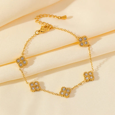 Flower Clover Zircon Stainless Steel Bracelet 2025 Trendy Wrist Chain