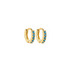 Fashion Crystal Zirconia Small Hoop Earring Geometric Circle Green
