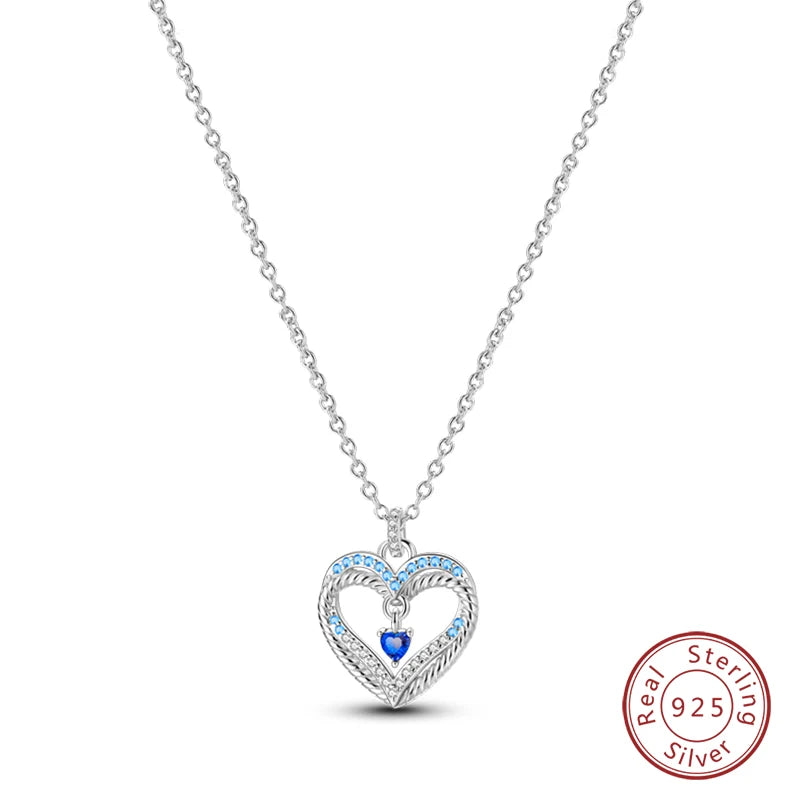 925 Sterling Silver Luminous Firefly Heart Shaped Zircon Pendant Necklace For Women Fashion Anniversary Birthday Jewelry Gifts