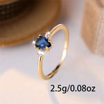 Minimalist Pear Cut Royal Blue Stone Water Drop Zircon Stacking Thin Rings For Women Gold Color Female Wedding Bands Jewelry CZ