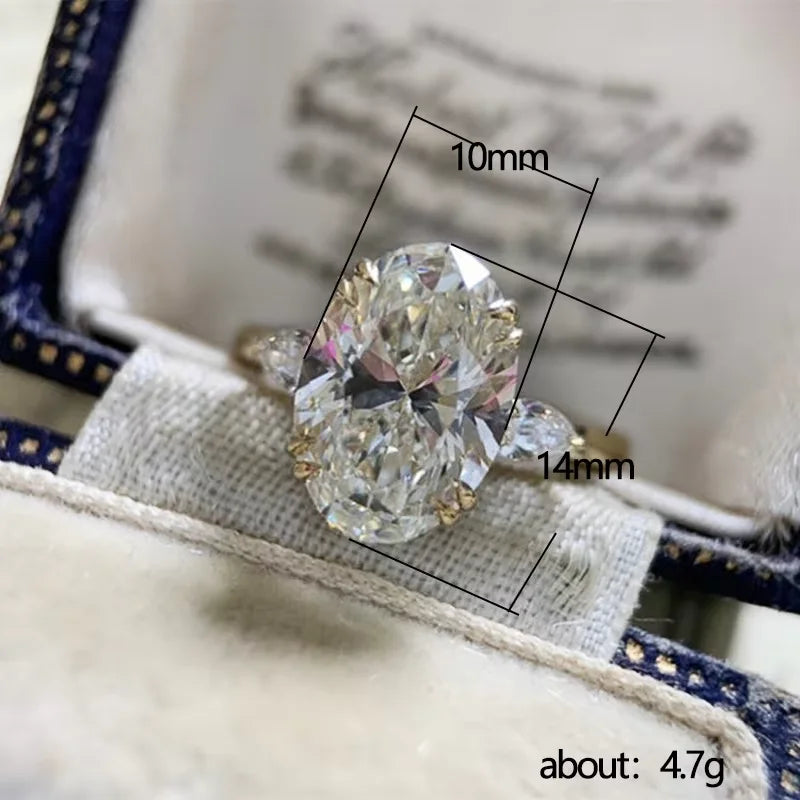 925 Sterling Silver Zirconia Gorgeous Shiny Oval Stone Ring Engagement Wedding Luxury Fine Jewellery