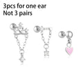 3PCS Stainless Steel Heart-Shaped Dangling Earrings Tassel Chain