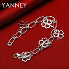 925 Sterling Silver Four-Leaf Clover Bracelet Women Party Jewellery Gift
