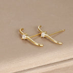 New Stainless Steel Cubic Zirconia Link Chain Ear Studs Triangle