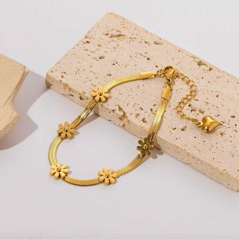 Gold Colour Stainless Steel Link Chain Bracelet Non-Fading Jewellery