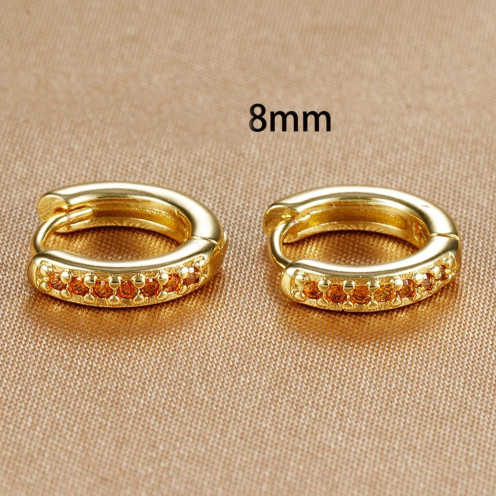 8mm Stainless Steel Minimal Hoop Earrings Zirconia Helix Tragus