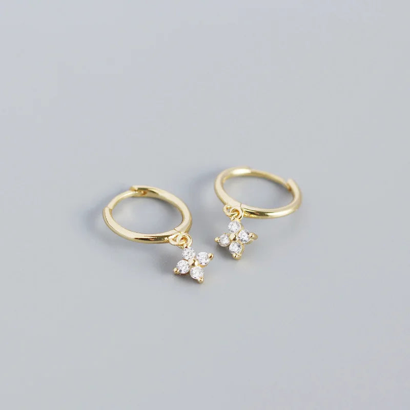 2PC Stainless Steel Cubic Zirconia Small Hoop Earrings Helix Tragus