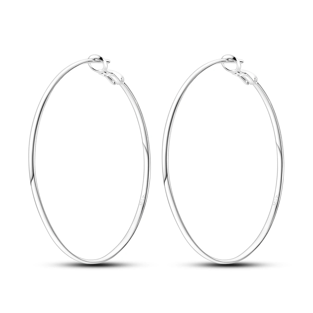 925 Sterling Silver Minimalist Designed Hoop Earrings Fine Birthday Gift