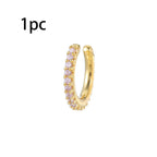 Stainless Steel Zircon Geometry Dangle Earring 18K Gold Plated Huggie
