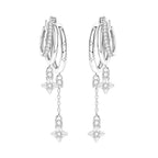925 Sterling Silver Star Moon Sun Tassel Versatile Hoop Earrings Fine Gift