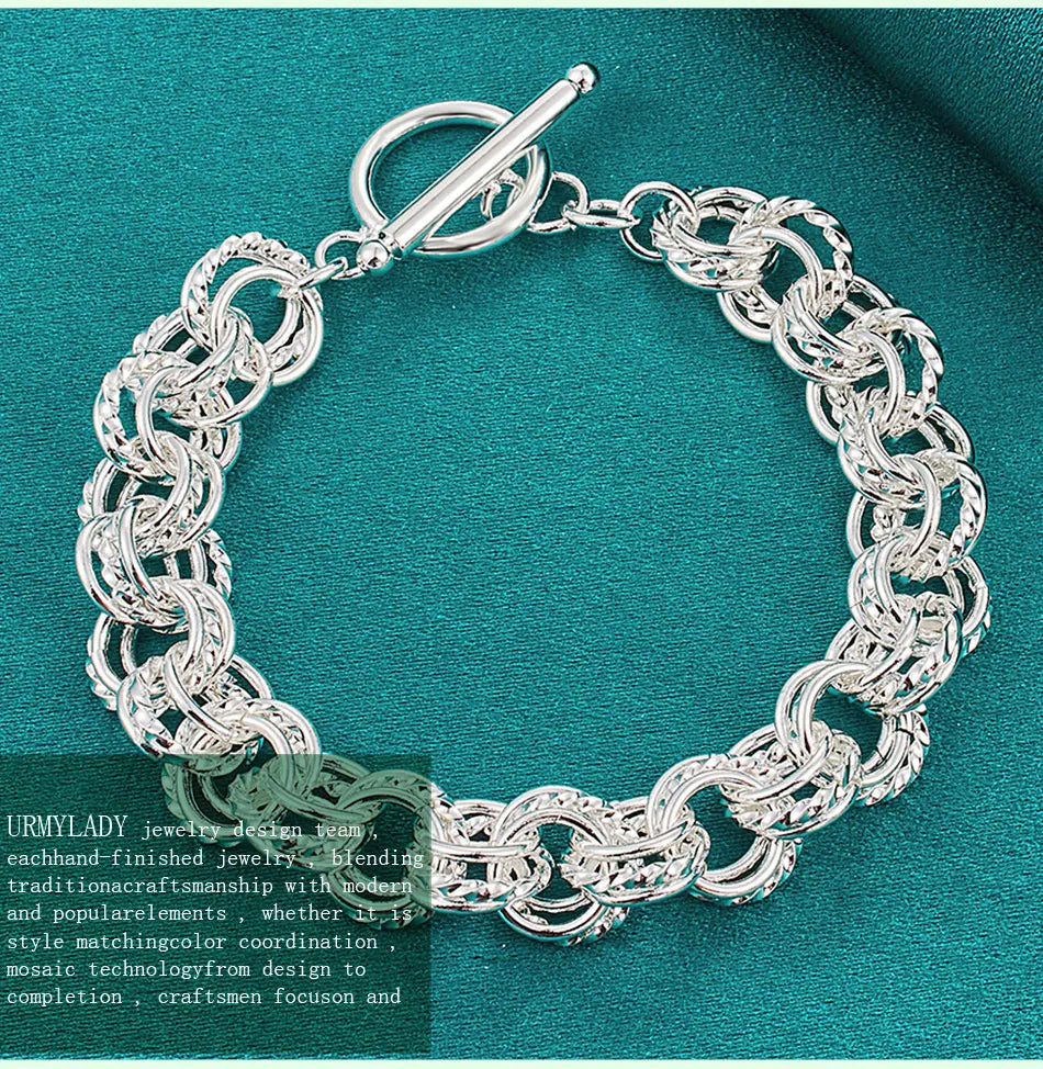 Pretty Circle Fashion Bracelet 925 Sterling Silver Wedding Party Jewellery
