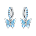 925 Sterling Silver Crystal Circular Eardrops Fashion Versatile Drop Earrings
