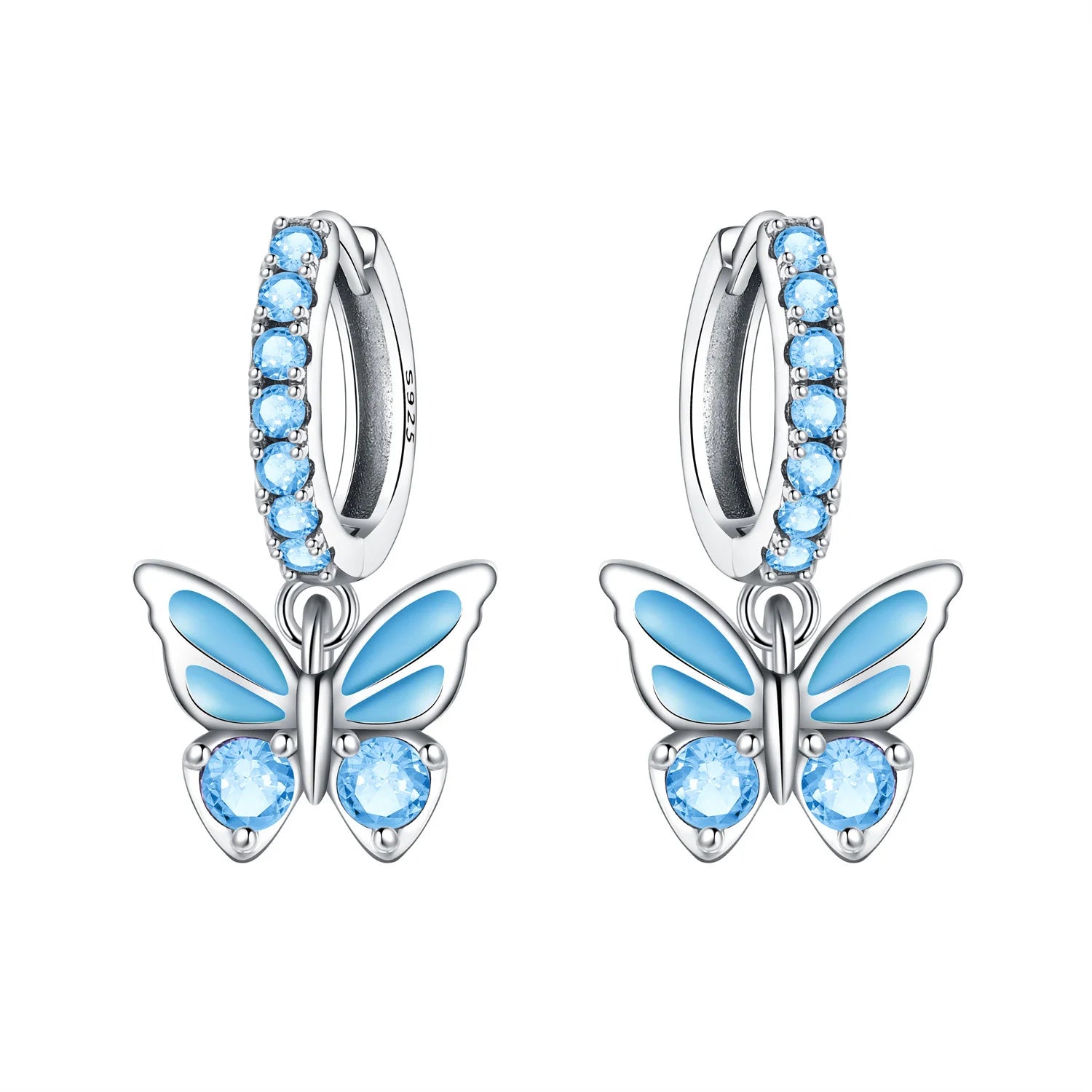 925 Sterling Silver Crystal Circular Eardrops Fashion Versatile Drop Earrings