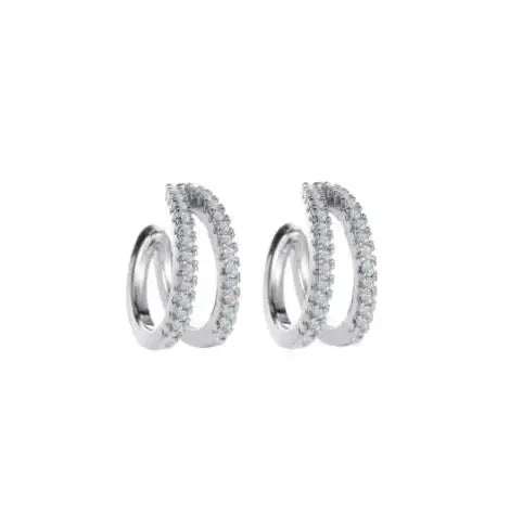New Design Stainless Steel Zirconia Hoop Earrings Gold Colour Pendant