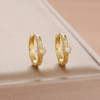1Pair Stainless Steel Huggie Star Hoop Earrings Crystal Zirconia