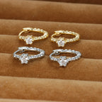 2023 Simple Crystal Zircon Small Hoop Earrings Disc Pendant Piercing