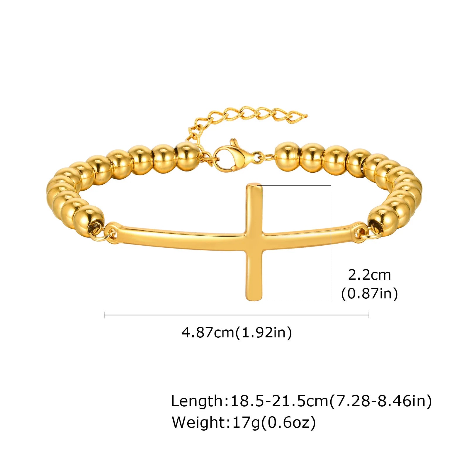 316L Stainless Steel Cross Bracelet for Women, Fashion Adjustable Chain Religious Christian Jewelry