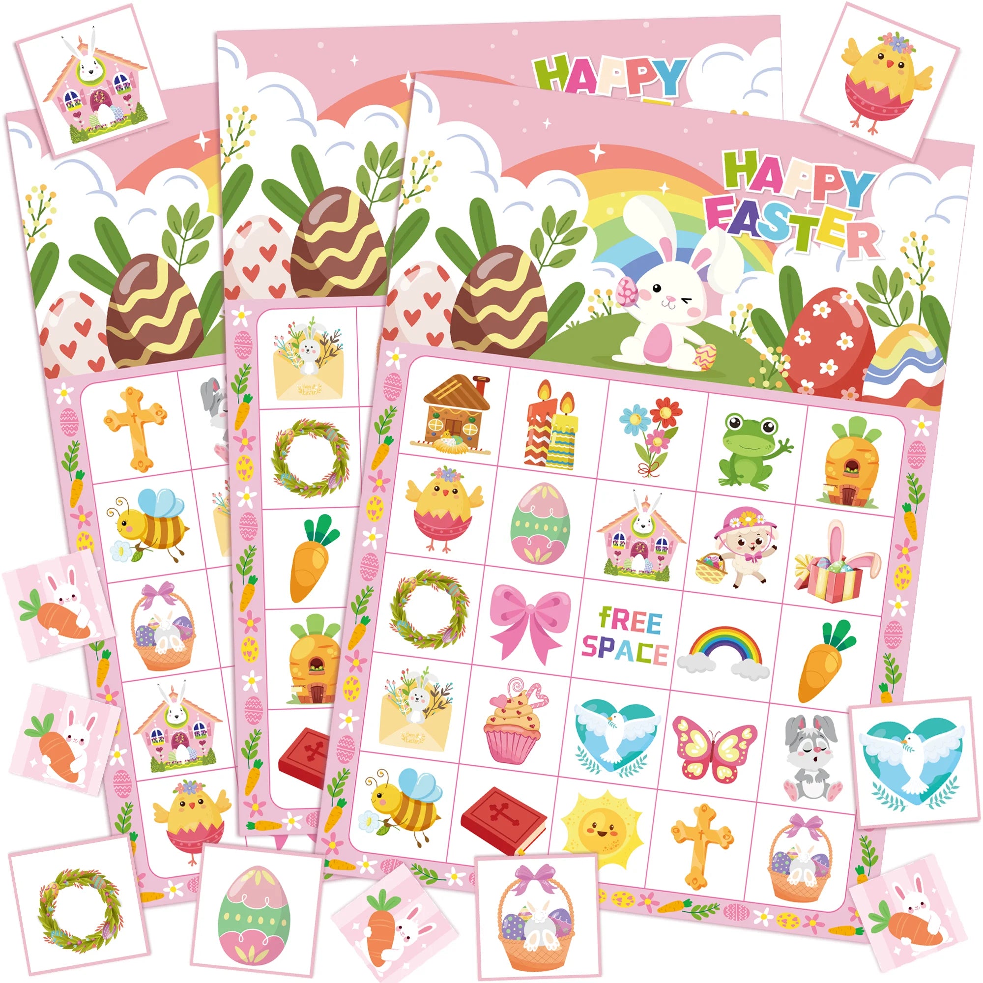 38pc Easter Party Bingo Games Set Kids Easter Activity Cards - Ship from UK