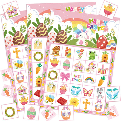 38pc Easter Party Bingo Games Set Kids Easter Activity Cards - Ship from UK