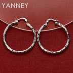 925 Sterling Silver 40mm Round Hoop Earrings Women Engagement Fashion Gift