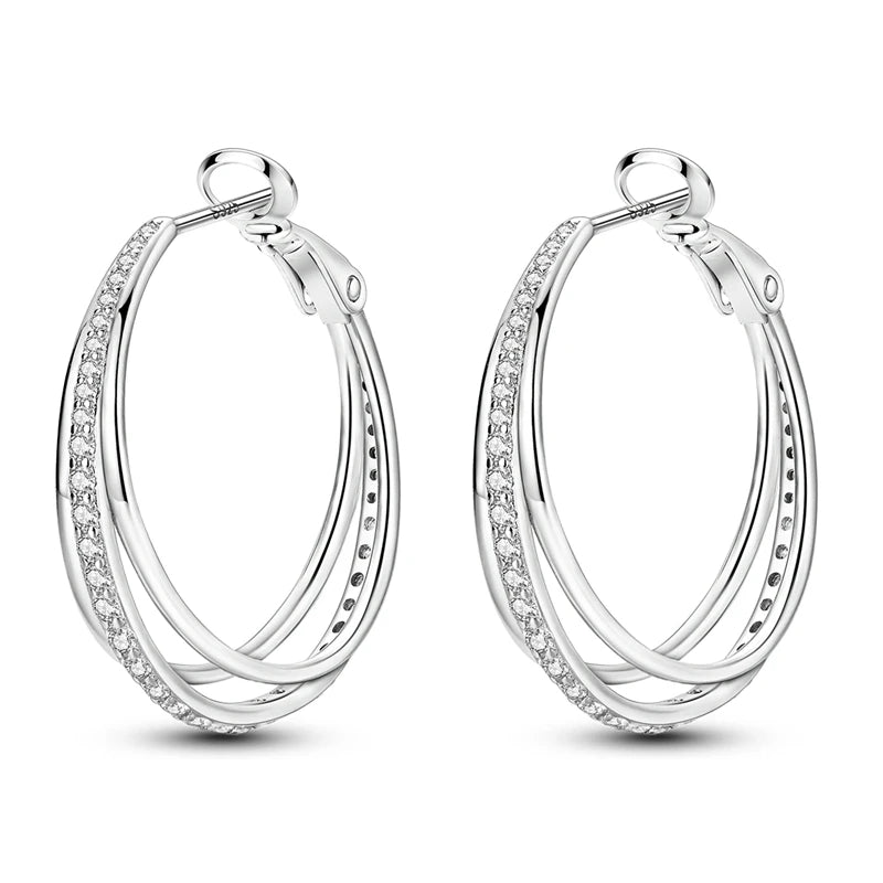 925 Sterling Silver Curve Weaving Large Circle Versatile Hoop Earrings Gift