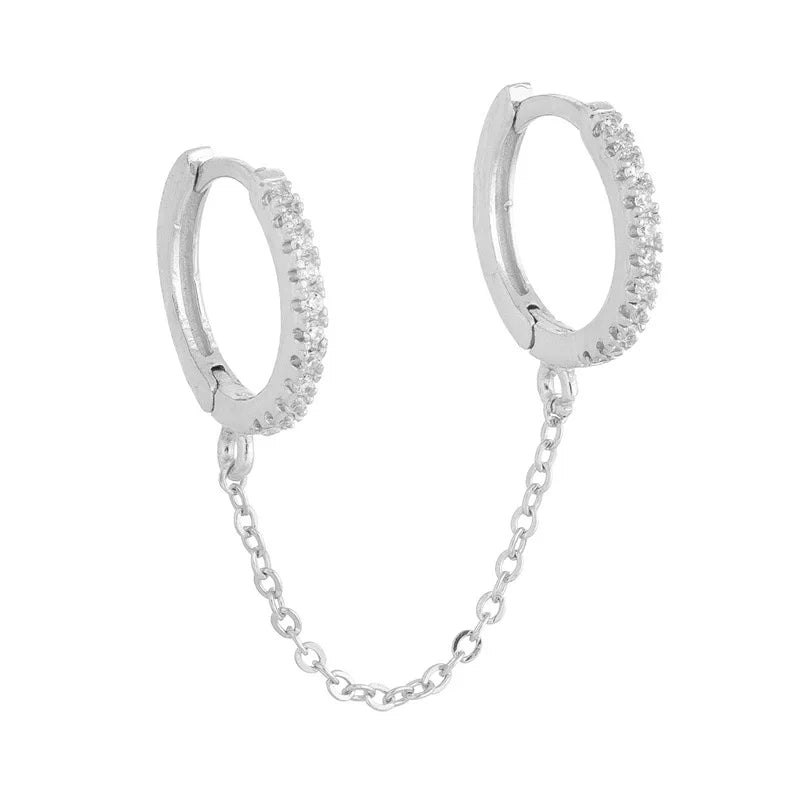 New Stainless Steel Cubic Zirconia Hoop Earrings Small Pendant
