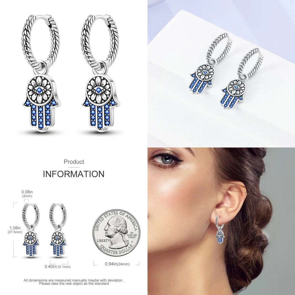 925 Sterling Silver Religious Demon Evil Eye Zircon Stud Earrings Gift