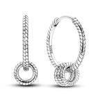 925 Sterling Silver Crystal Circular Eardrops Fashion Versatile Drop Earrings