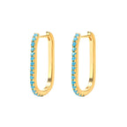 2PCS Stainless Steel Square Huggie Hoop Earrings Cubic Zirconia