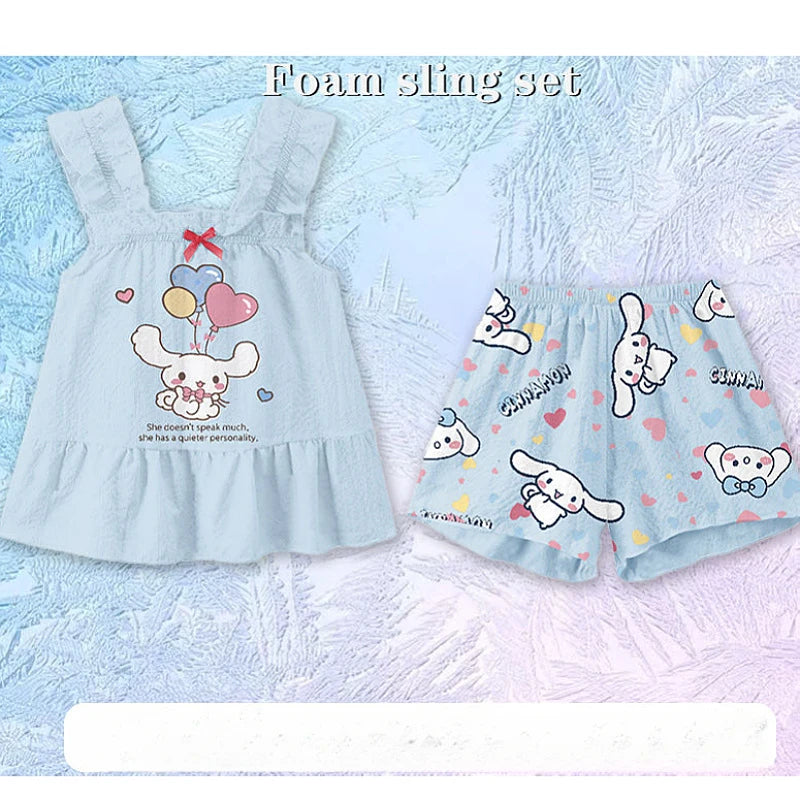 Sanrio Kuromi and Cinnamoroll Boys and Girls Summer Pyjamas Set Home Wear